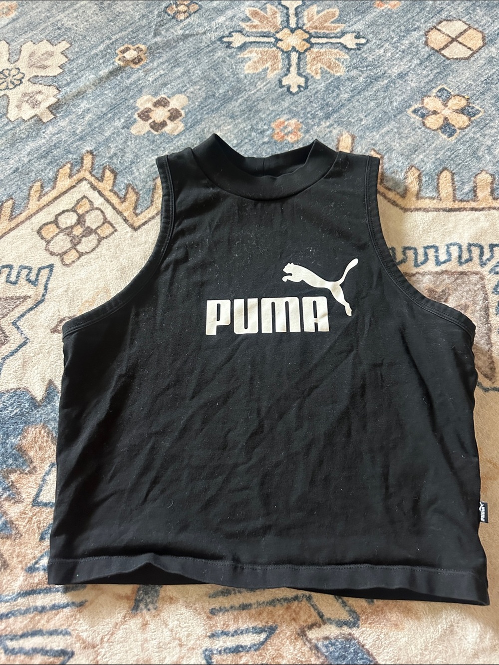 Puma Black Sleeveless Logo Crop Top